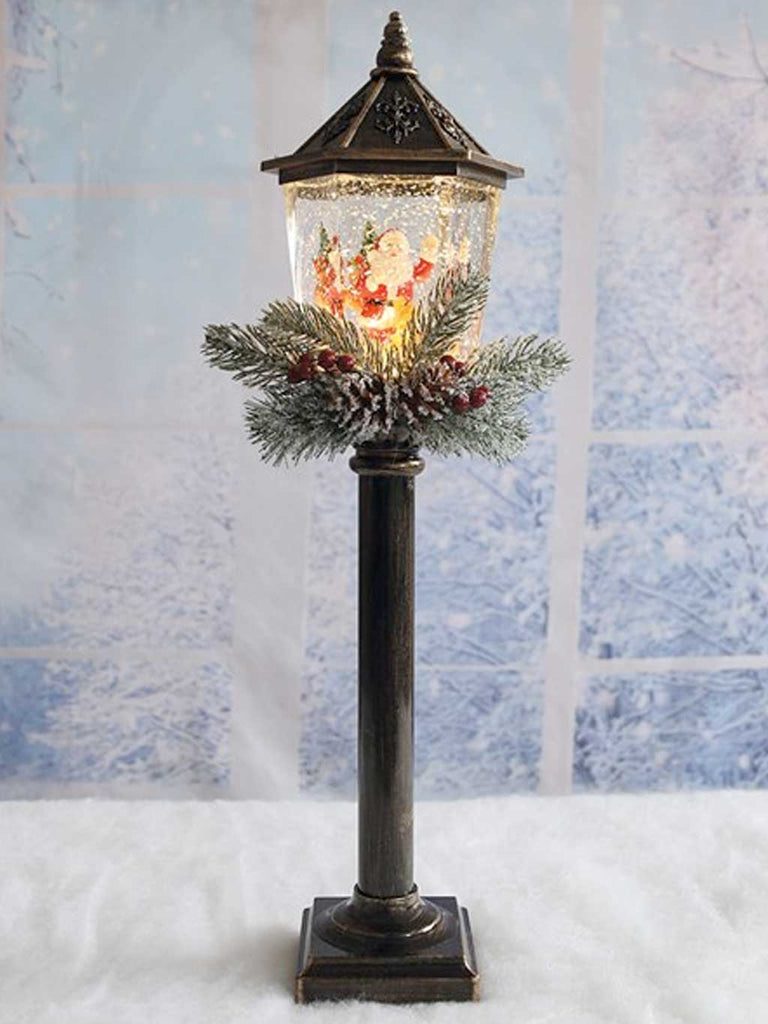 55cm B/O LED Santa Lamp Post Water Spinner
