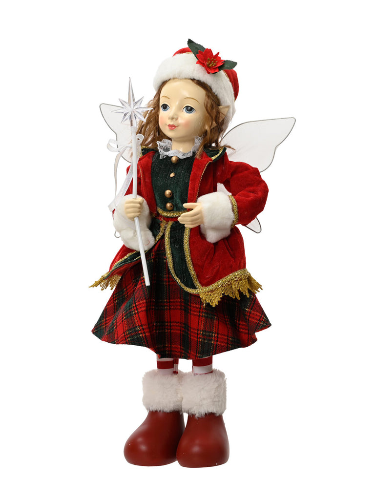 62cm Fairy with Wand and Tartan Skirt