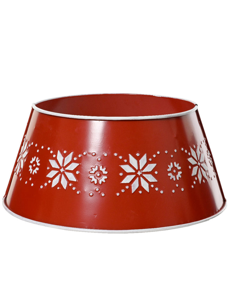 70cm Iron Tree Ring - Red with Snowflakes