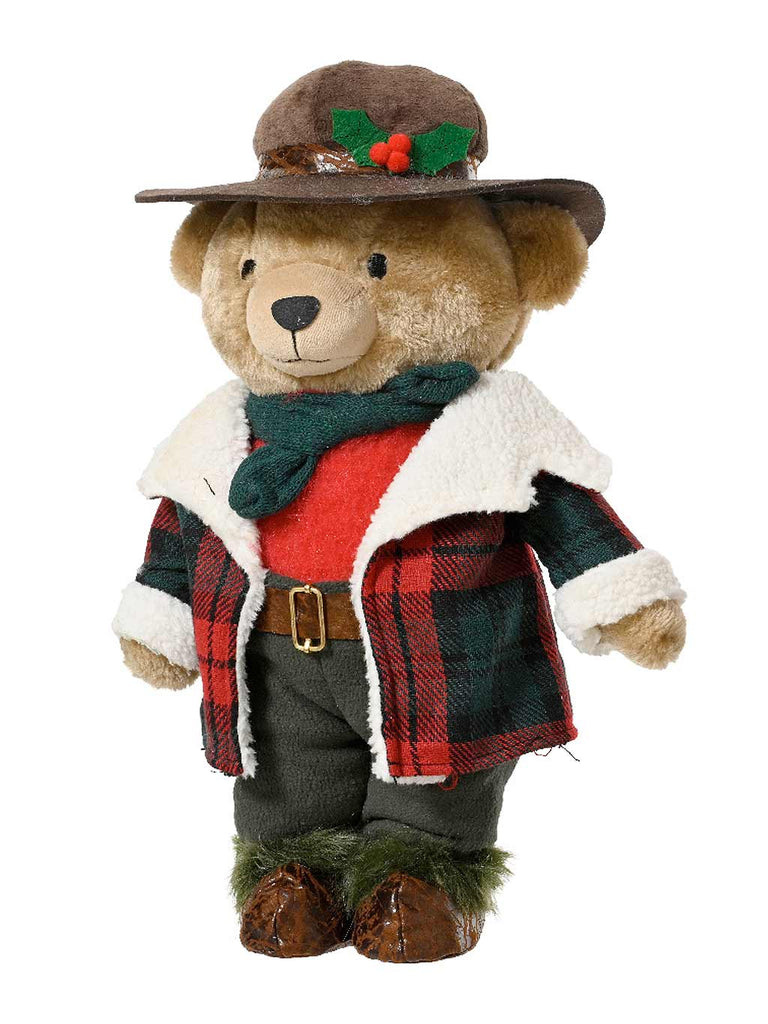 45cm Standing Bear - Red Check Coat