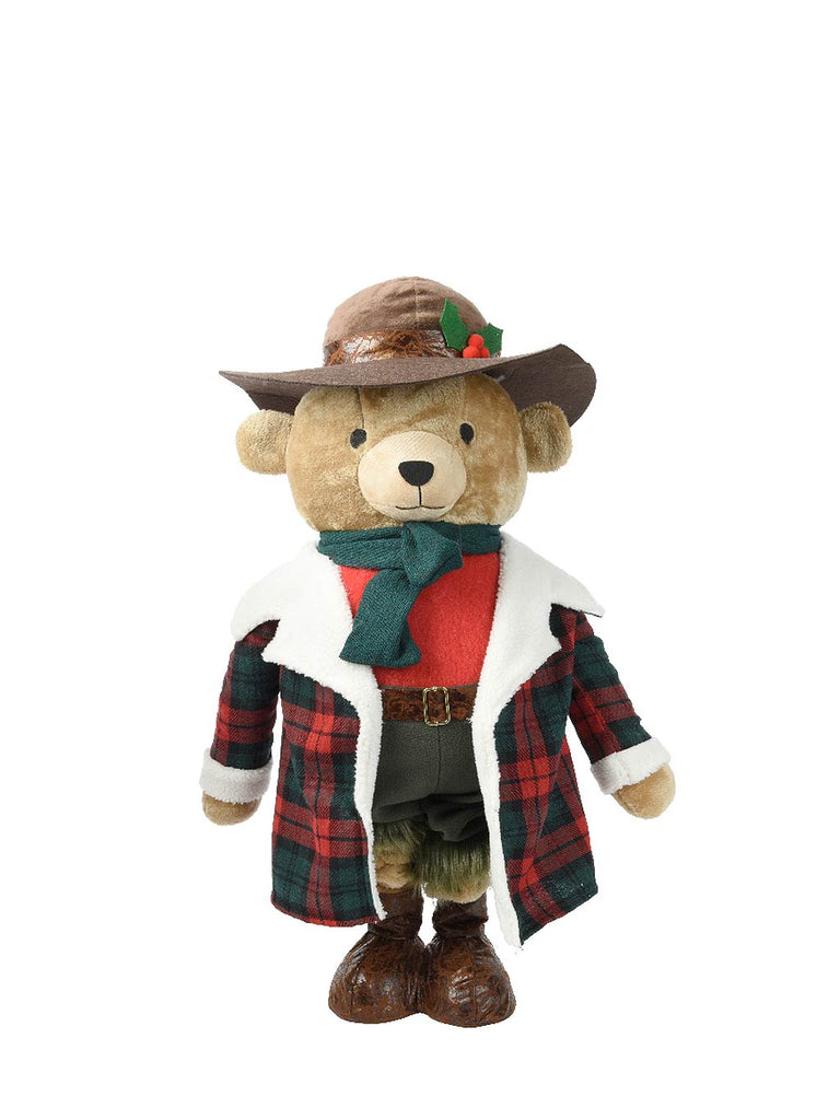 117cm Standing Bear - Red Check Coat