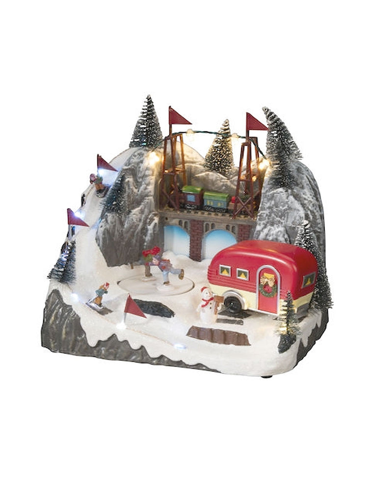 B/O Animated Ski-Slope & Caravan Scene with LEDs & Music