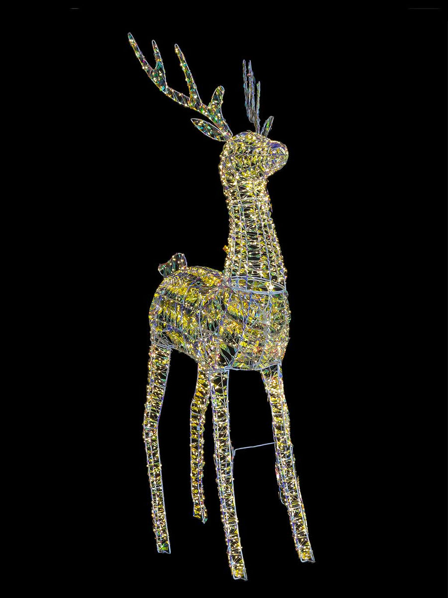 60cm Iridescent Reindeer with 600 LED Lights – Seasons Christmas Outlet