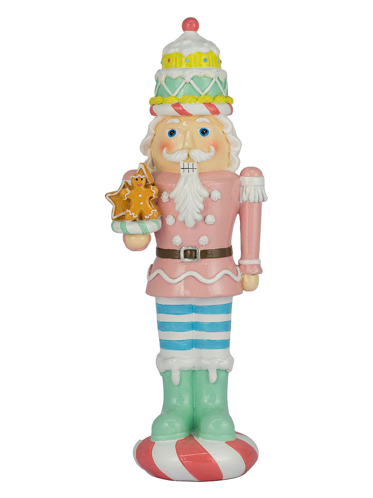 35cm Nutcracker Figure w/ Cookie - Pastel Candy Colour