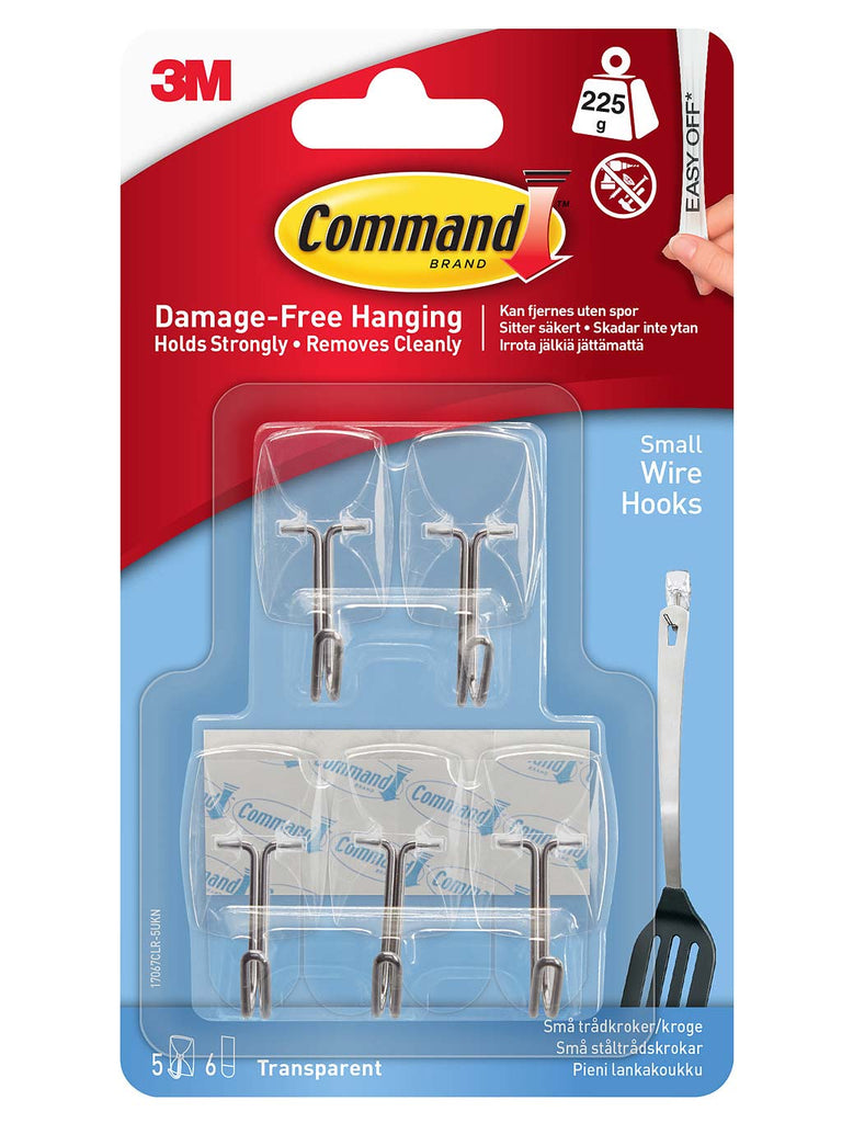 17067CLR Command Small Clear Wire Hooks