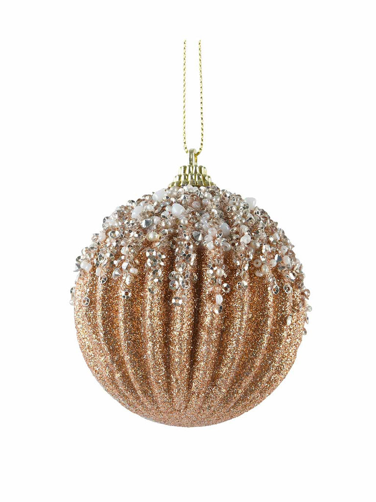 8cm Bauble with Pearl Topping - Brandy