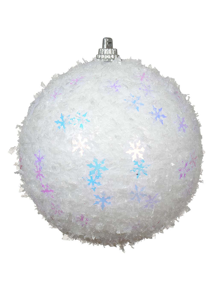 10cm Snow Bauble with Iridescent Snowflakes