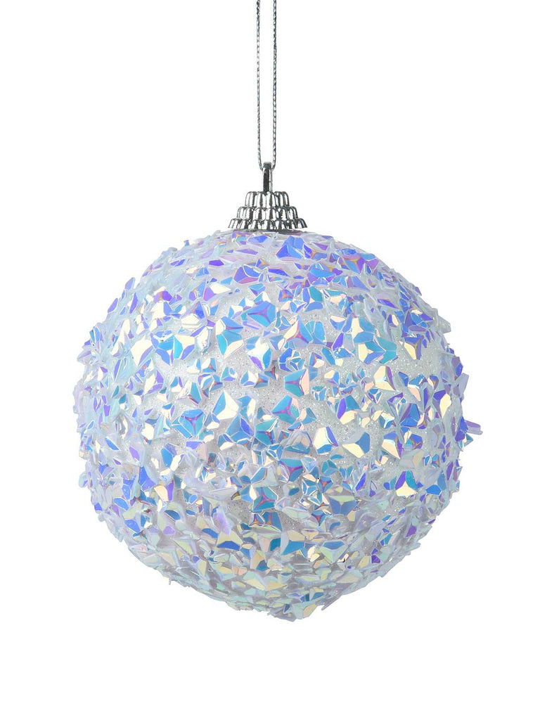 10cm Foam Bauble with Iridescent Glitter