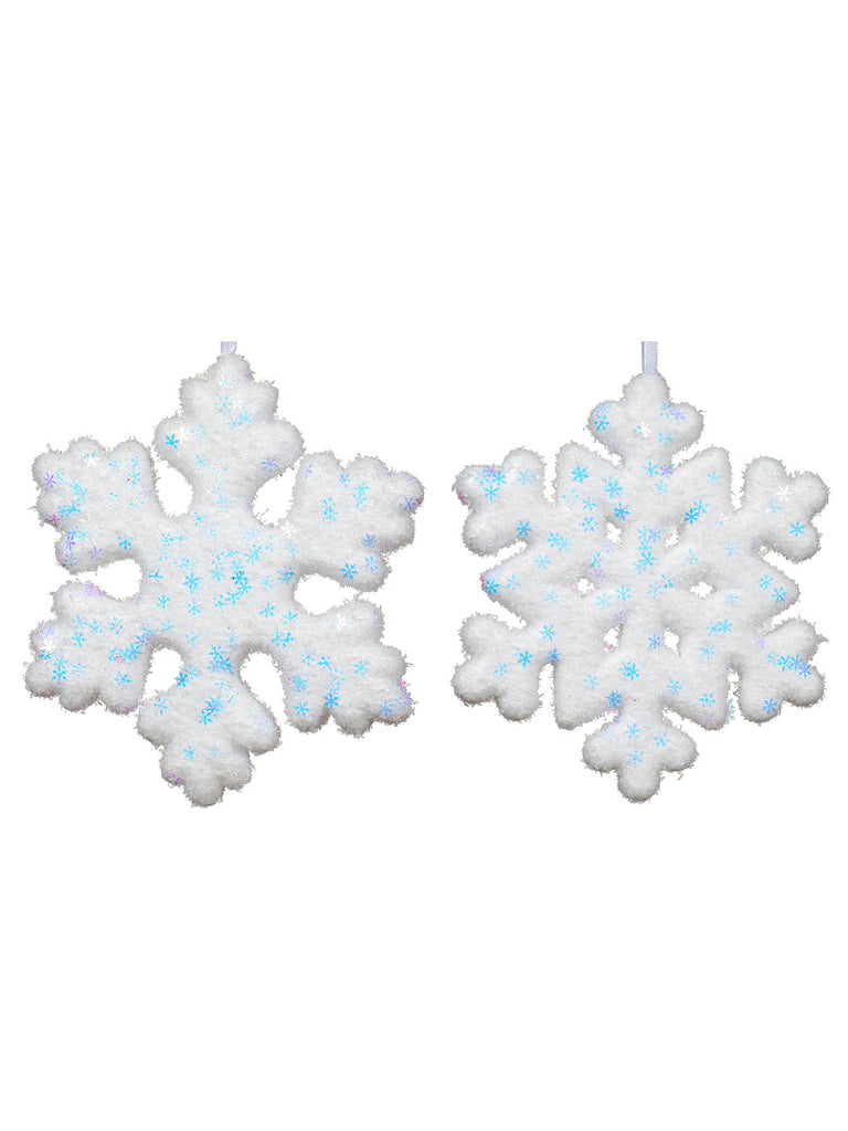 Pk 2 x 11cm Snowflake with Iridescent Snowflakes