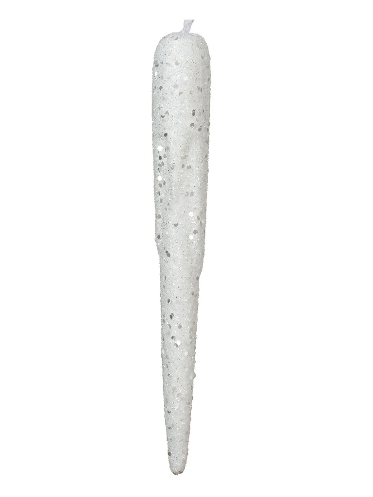 37cm White Icicle with Glitter