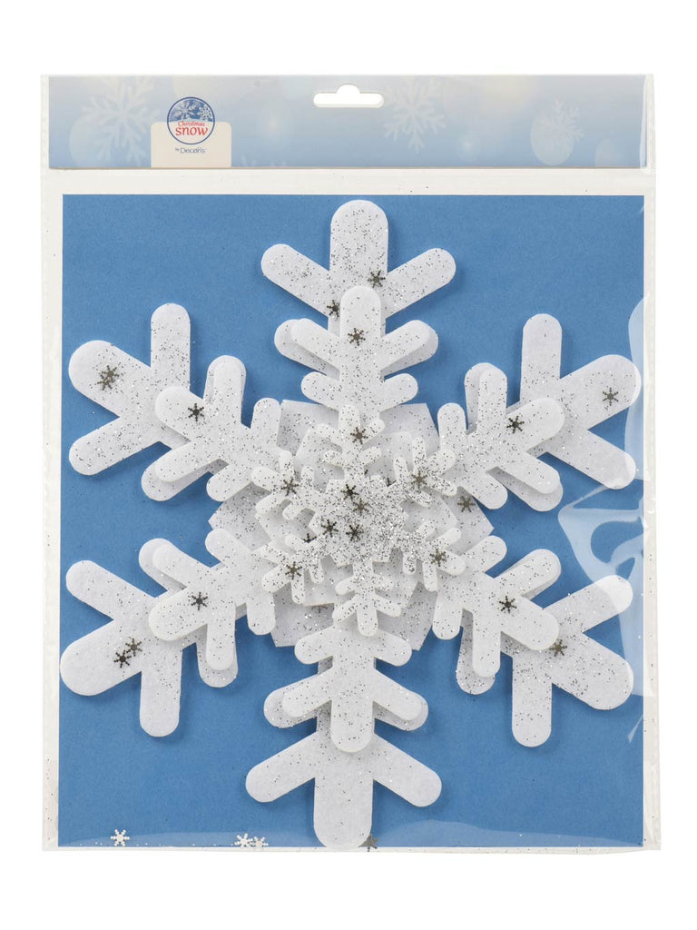 Pk 3 Snowflake Figure with Glitter Stickers