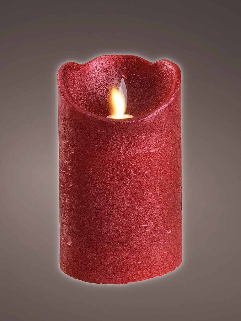 12cm B/O Waving Top Wax Candle - Warm White LEDs Red