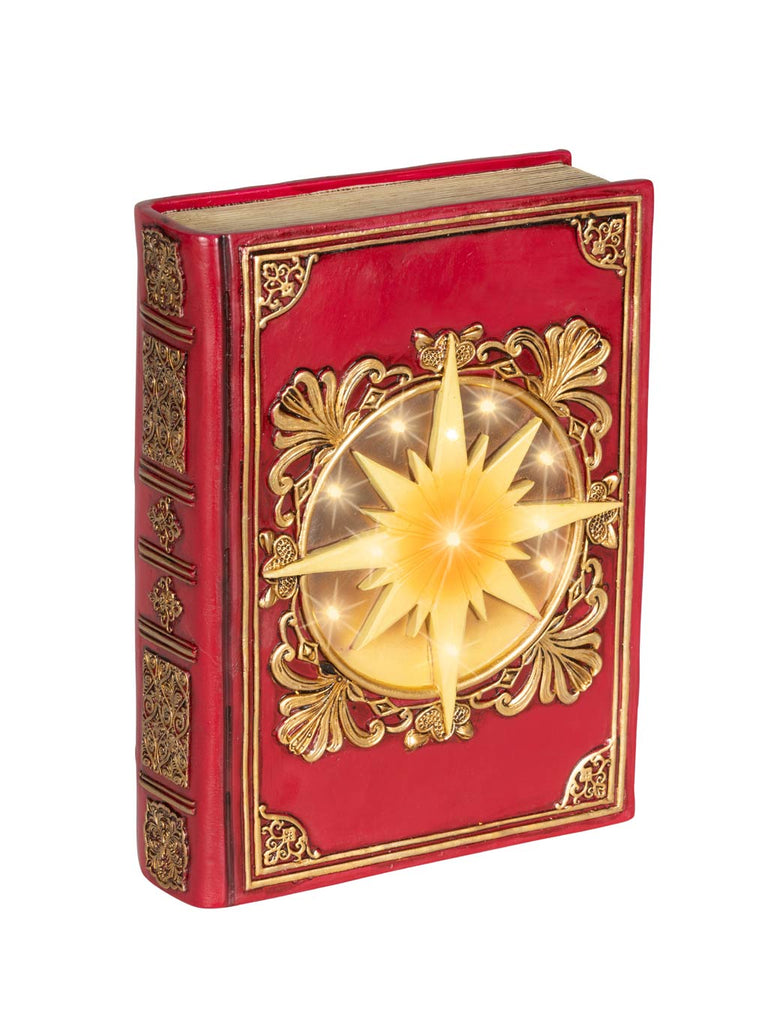 16 x 22cm B/O LED Red Book Ornament with Star - Warm White