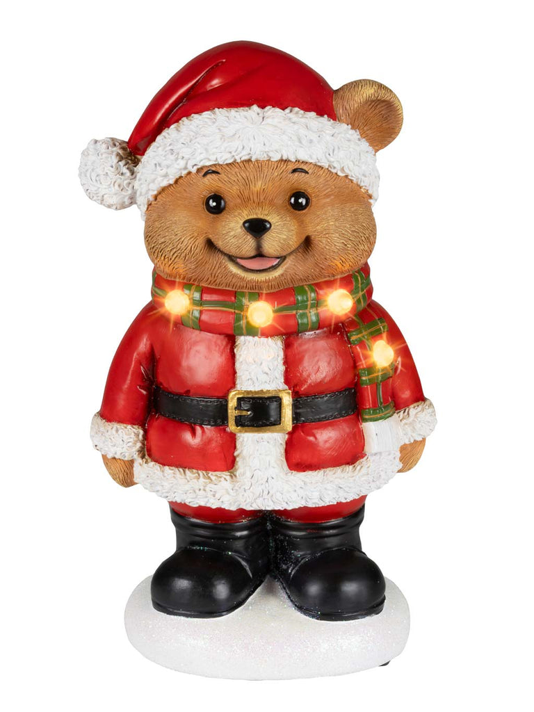 25cm B/O Santa Bear Ornament - Warm White LEDs