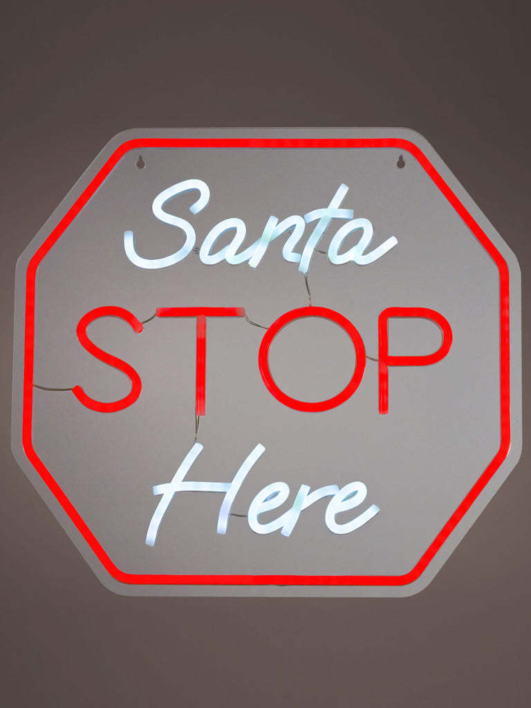 37cm Santa Stop Here - LED Neon Light - USB