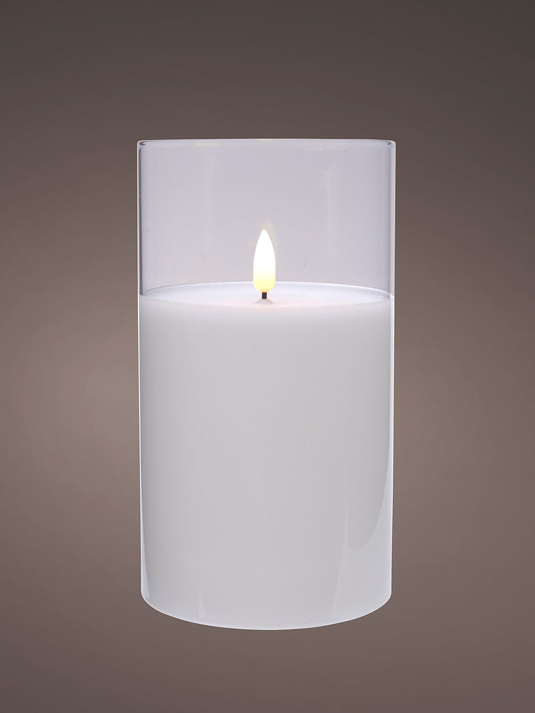 B/O LED Wick Candle Glass Cylinder - Clear 12cm