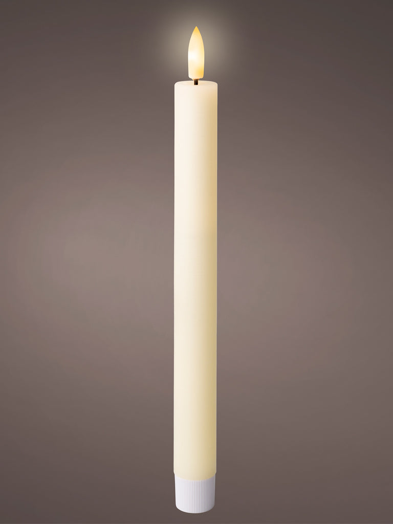 Pk 2 B/O 24cm LED Wick Wax Dinner Candles - Cream