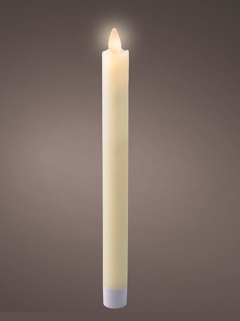 Pk 2 x 24cm B/O Waving LED Wax Dinner Candle Cream