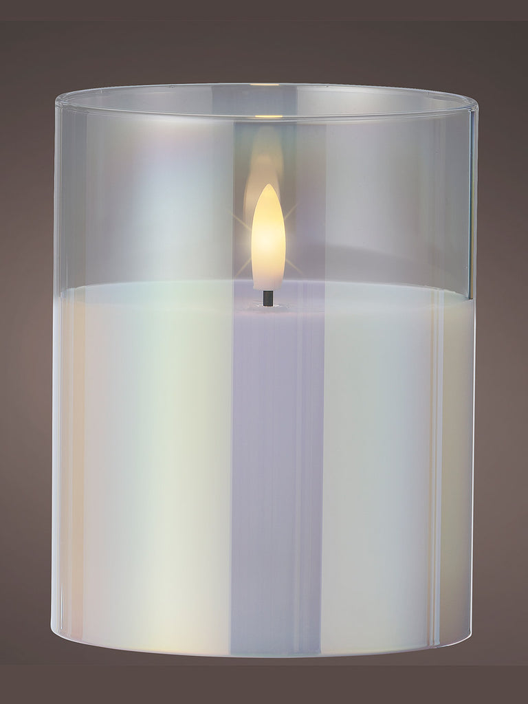 12 x D.10cm B/O LED Wick Candle Glass - Iridescent