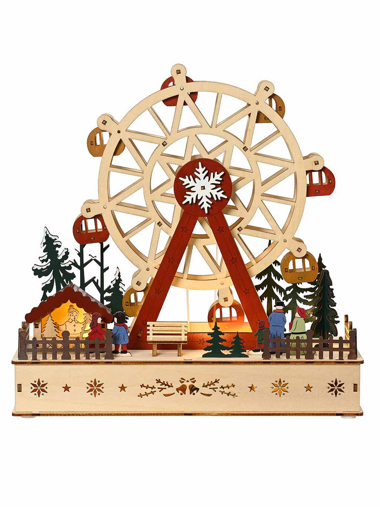 28 x 28cm B/O Wooden LED Ferris Wheel Scenery