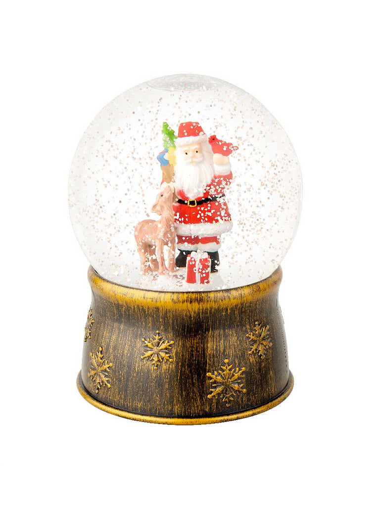 17cm B/O LED Bronze Snowglobe Water Spinner - Santa & Deer