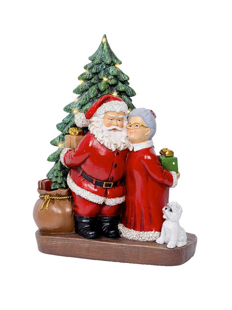 24cm B/O Santa & Mrs Claus Ornament w/ Micro LEDs