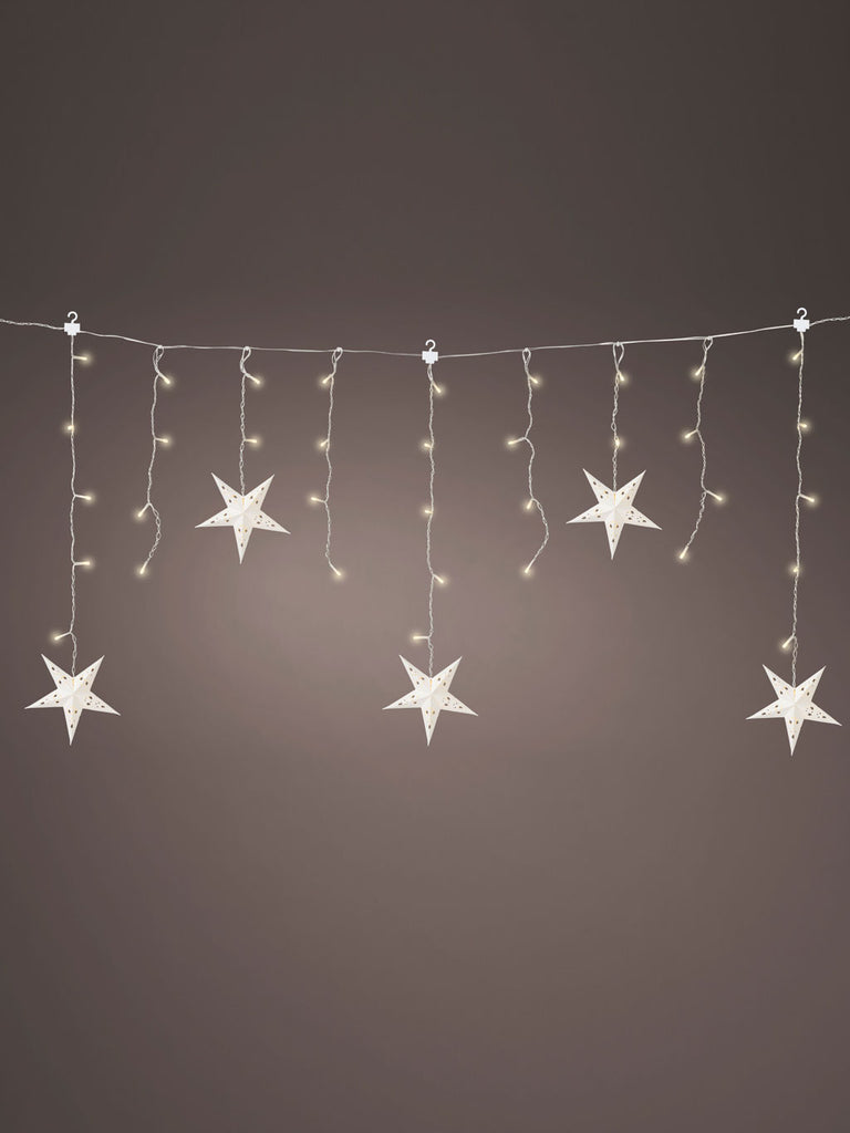 1.2M x 60cm LED Window Curtain with White Stars - WW