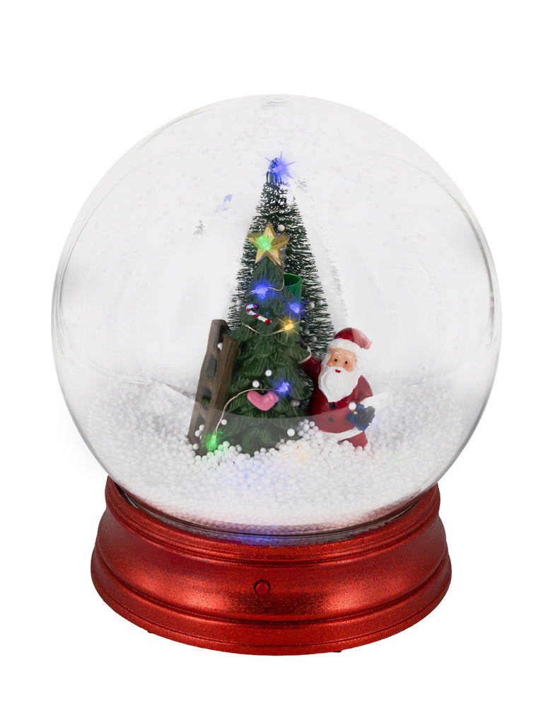22cm B/O Red Globe with Micro LEDs & Snow Blower Snowfall Function