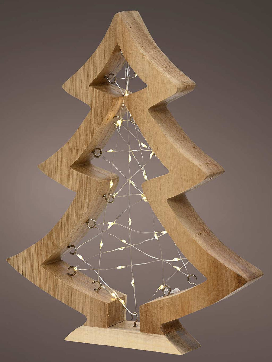 32cm B/O Wooden Tree Frame with Micro LEDs Net – Seasons Christmas Outlet