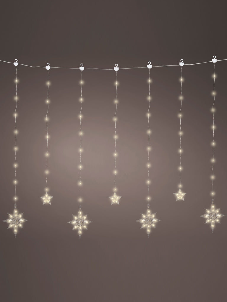 1.2M x 105cm B/O Micro LED Curtain Lights with Stars & Twinkle Functions