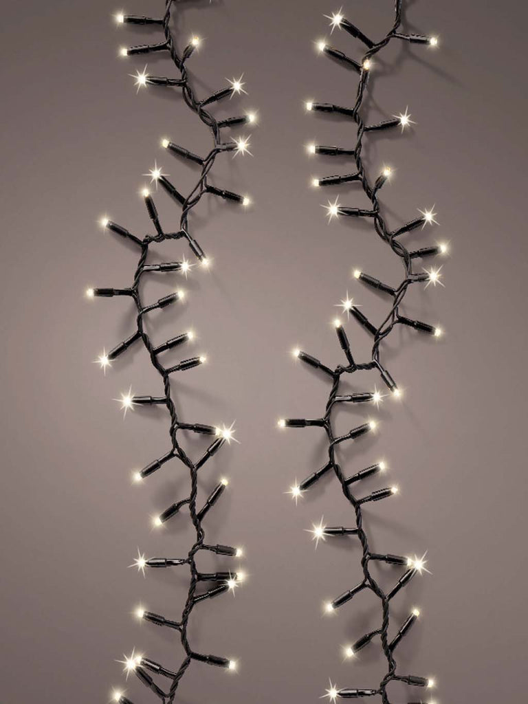 200 LED 'Pro-Lights' Cluster Lights Sparkle Effect- Outdoor - Black Cable/Warm White