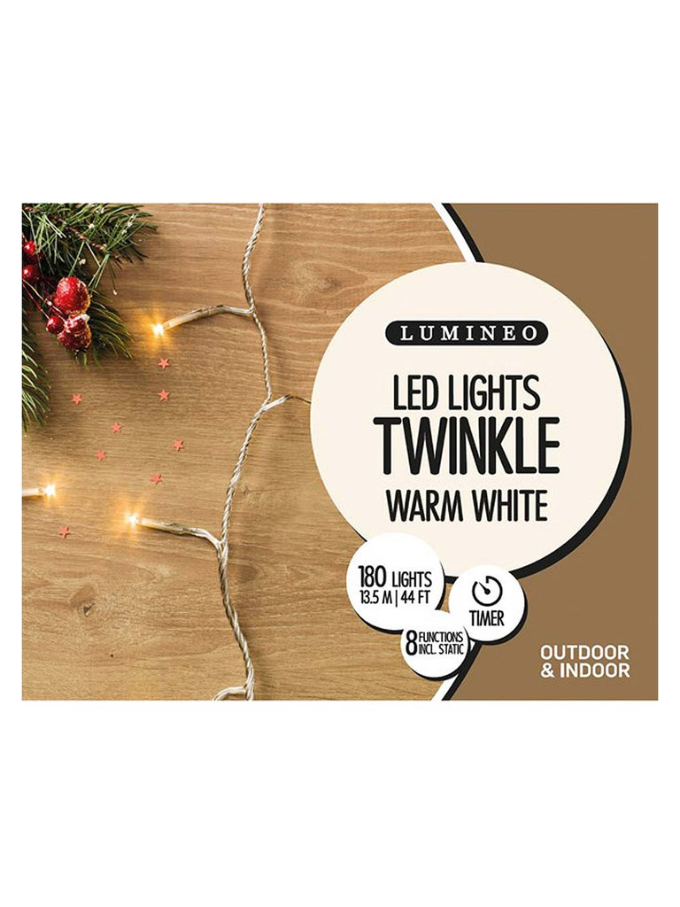 180 LED Twinkle Lights Lights - Warm White with Clear Cable