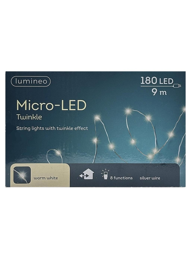 180 Micro LED Twinkle Christmas String Lights - Warm White