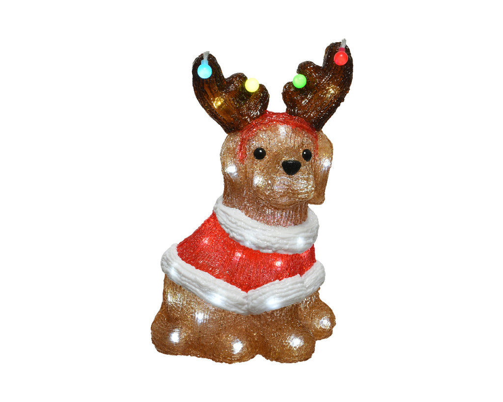 33cm LED Acrylic Dog with Antlers