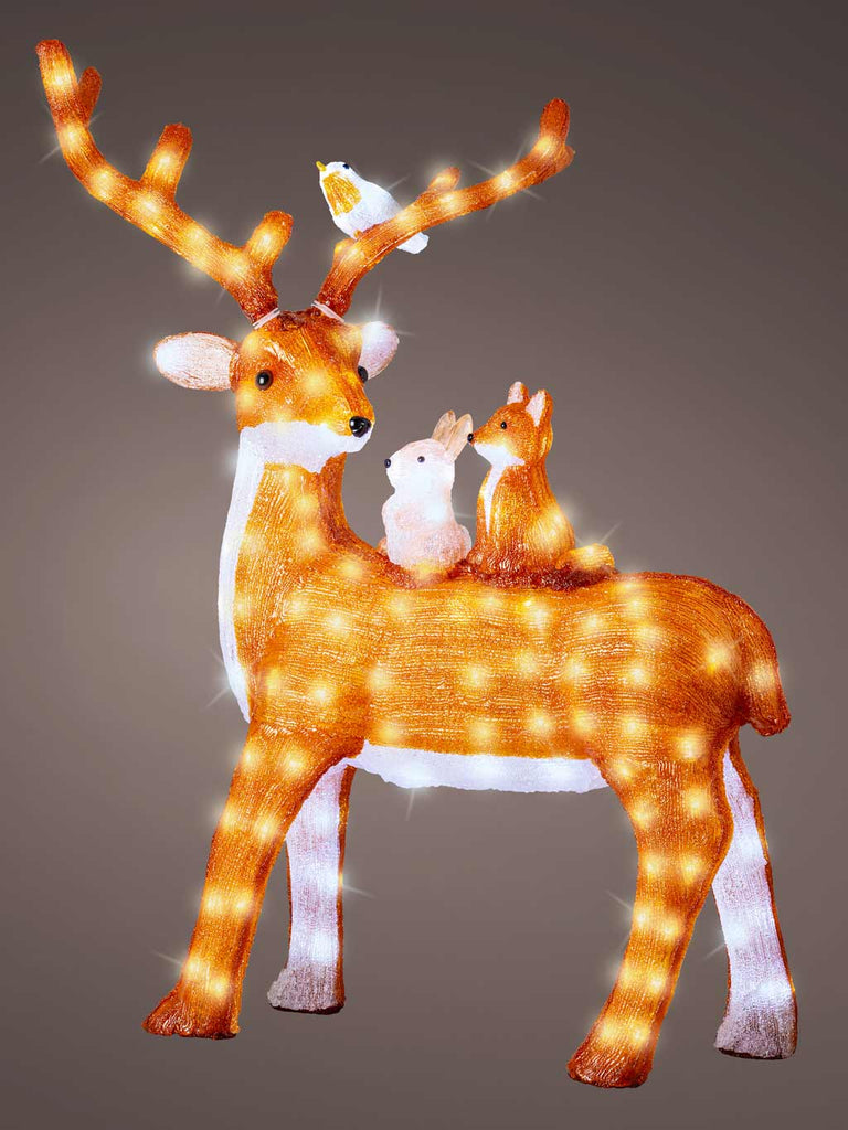 83 x 95cm Acrylic LED Standing Reindeer with Friends