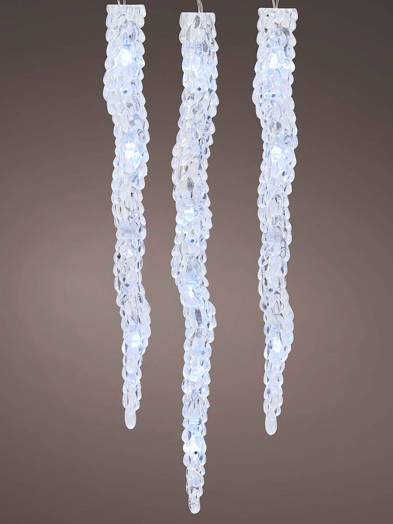 360 x 39cm LED Acrylic Icicle Lights with Flashing Effect - White