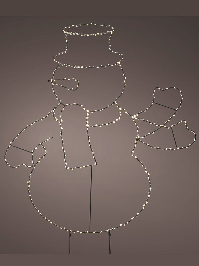 77cm Waving Snowman Micro LED Iron Stake Light - Warm White LEDs