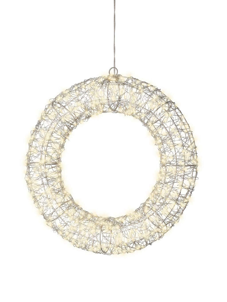 38cm Wreath with Flashing & Static Micro LEDs - Warm White