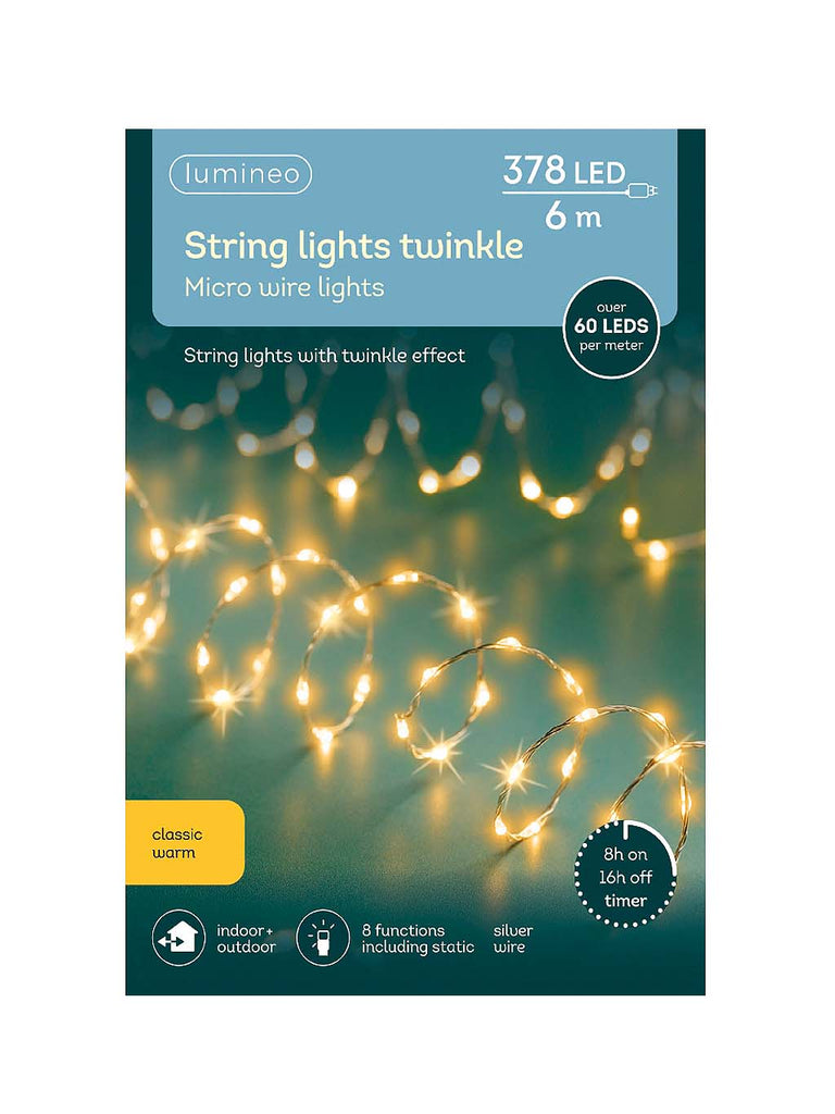378L Twinkling Micro LED Extra Dense Lights - Silver/Classic Warm