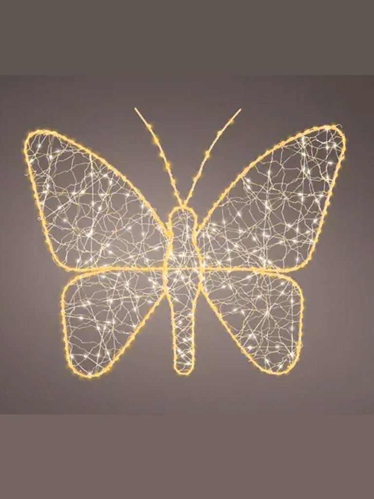 Gold Butterfly with Flashing & Static Micro LEDs - Classic Warm