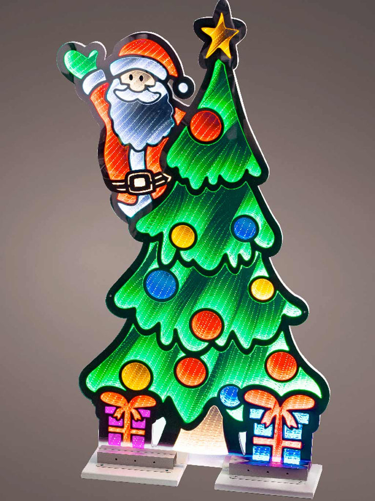 120cm (4ft) Infinity Light - Santa with Tree - Outdoor
