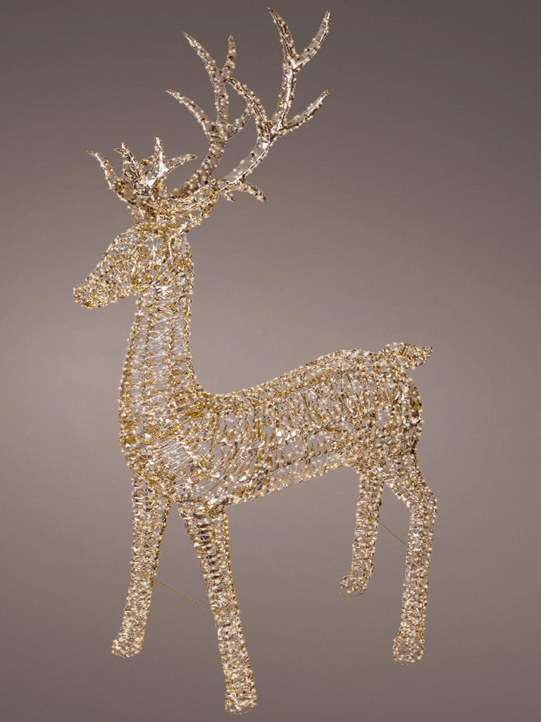 270cm Gold Reindeer Micro LED Flashing Effect - Warm White - Outdoor