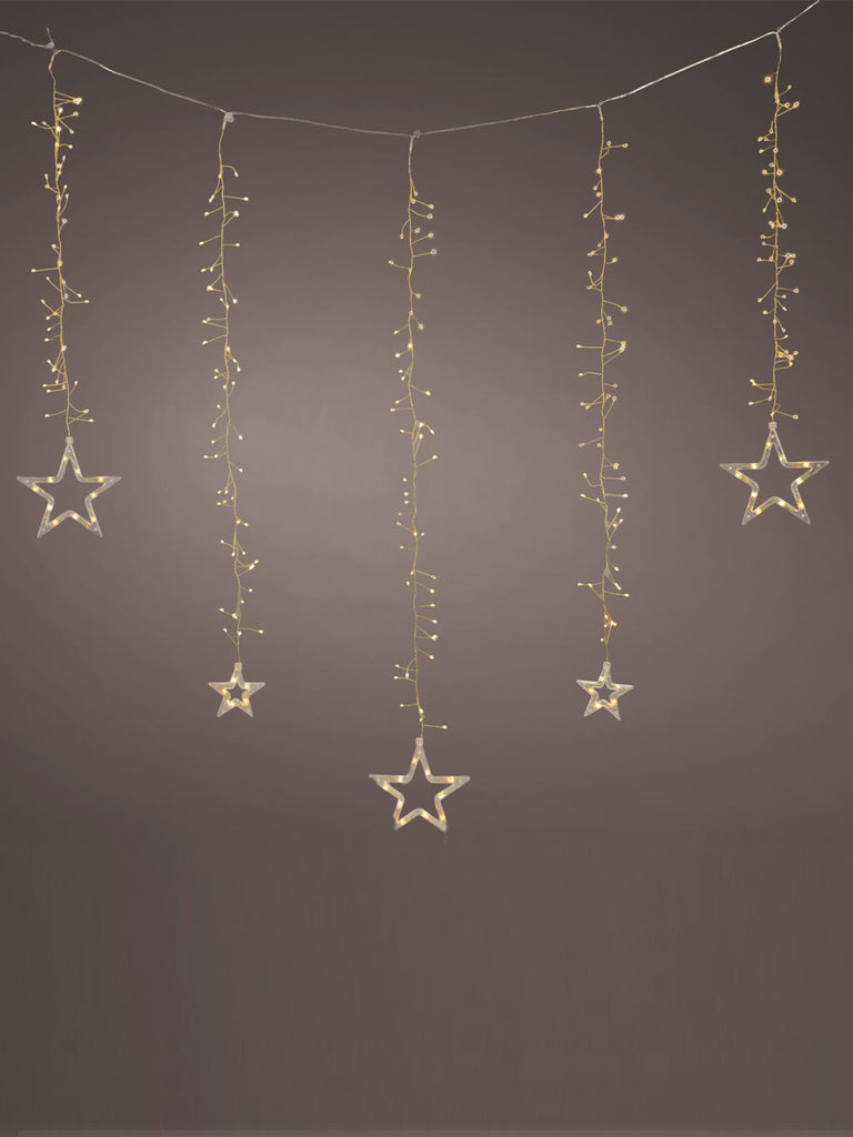 1.2M x 1.2M Gold Star Twinkle Micro LED Curtain Lights - Warm White & Classic Warm