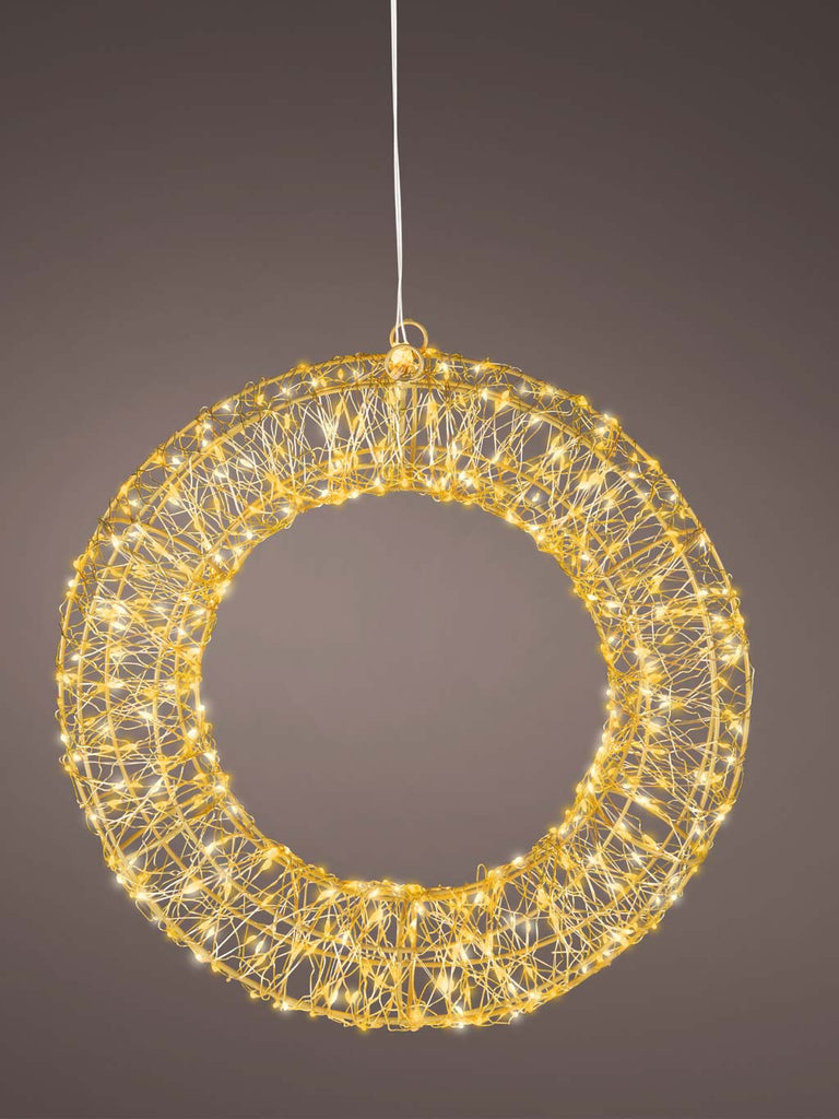 Gold Wreath with Flashing & Static Effect Micro LEDs - Warm White & Classic Warm