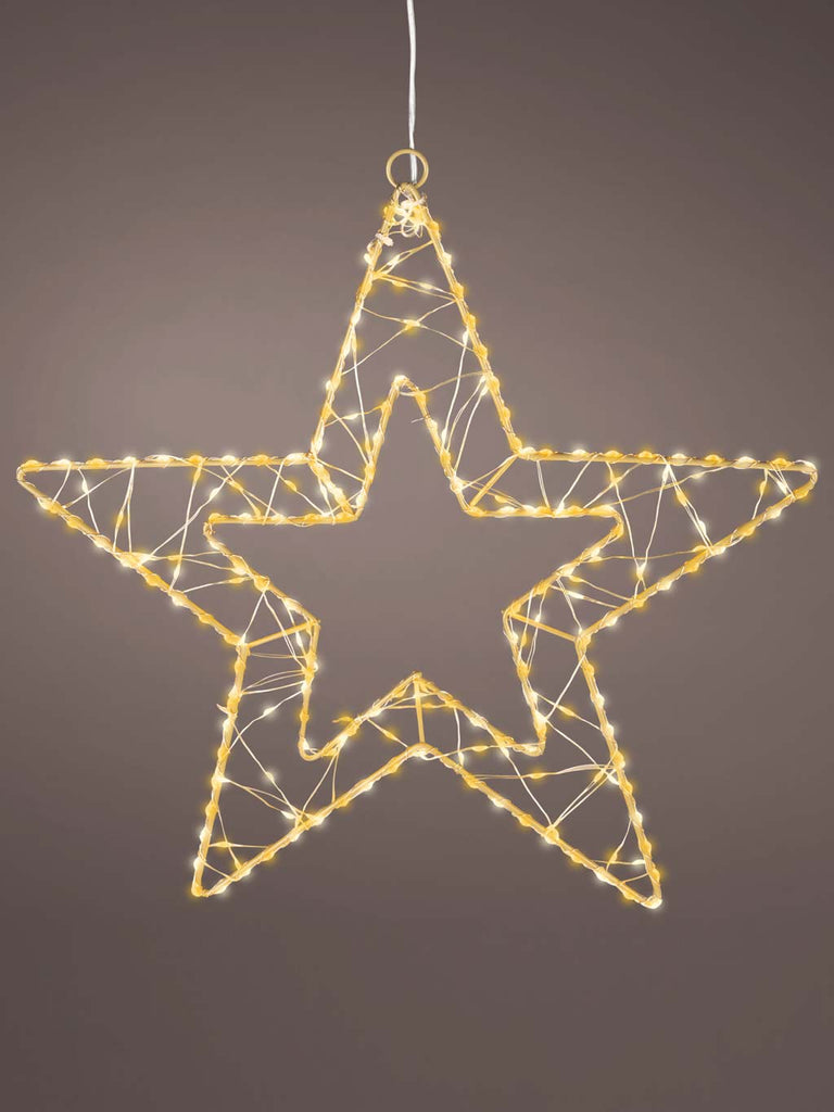 Gold Star Silhouette with Flashing & Static Micro LEDs - Warm White & Classic Warm