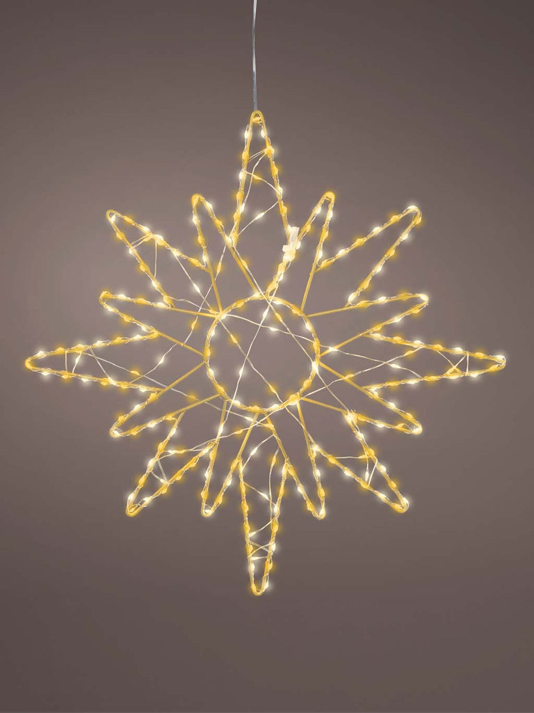 Gold Starburst Silhouette with Flashing & Static Micro LEDs - Warm White & Classic Warm