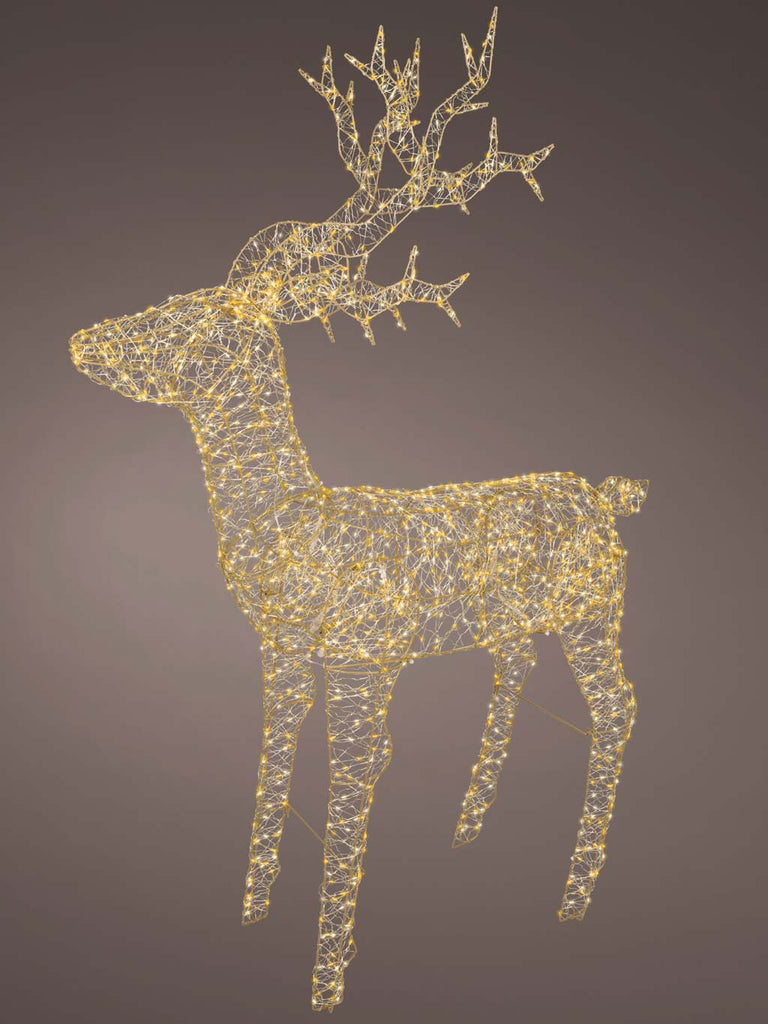162cm Gold Reindeer Stag with Flashing & Static Effect Micro LED - Warm White & Classic Warm