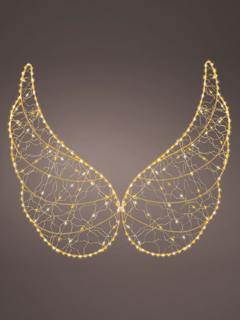 50cm Gold Angel Wings with Flashing & Static Micro LEDs - Warm White & Classic Warm