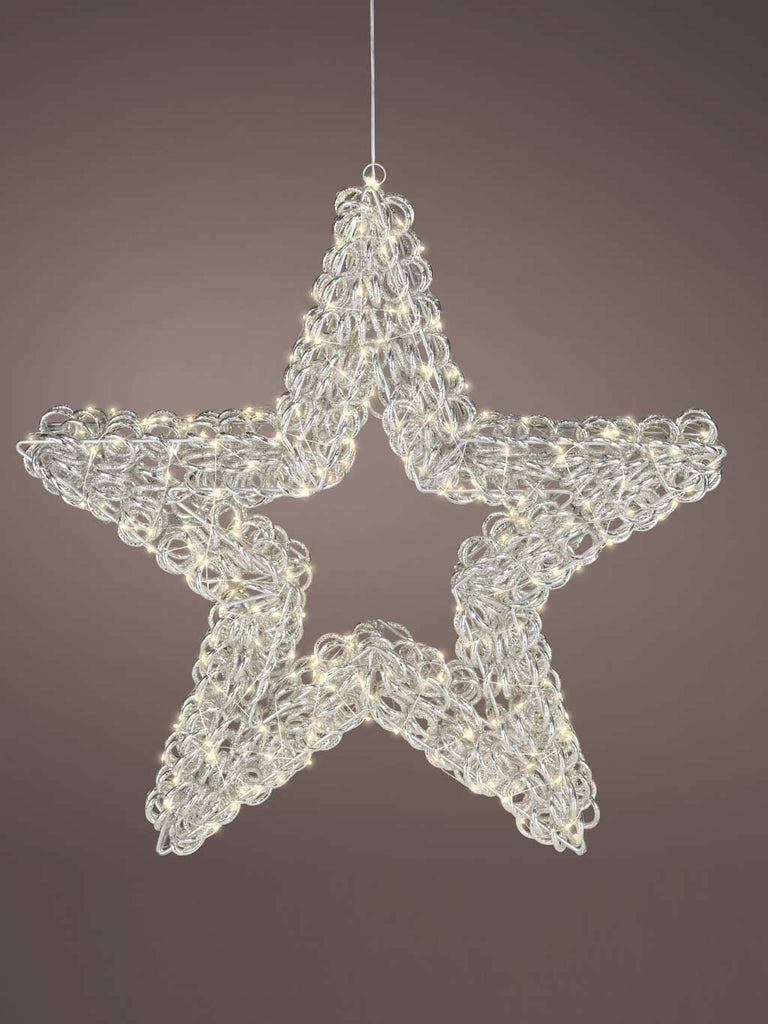 58cm Silver Star with Flashing & Static Micro LEDs - Warm White