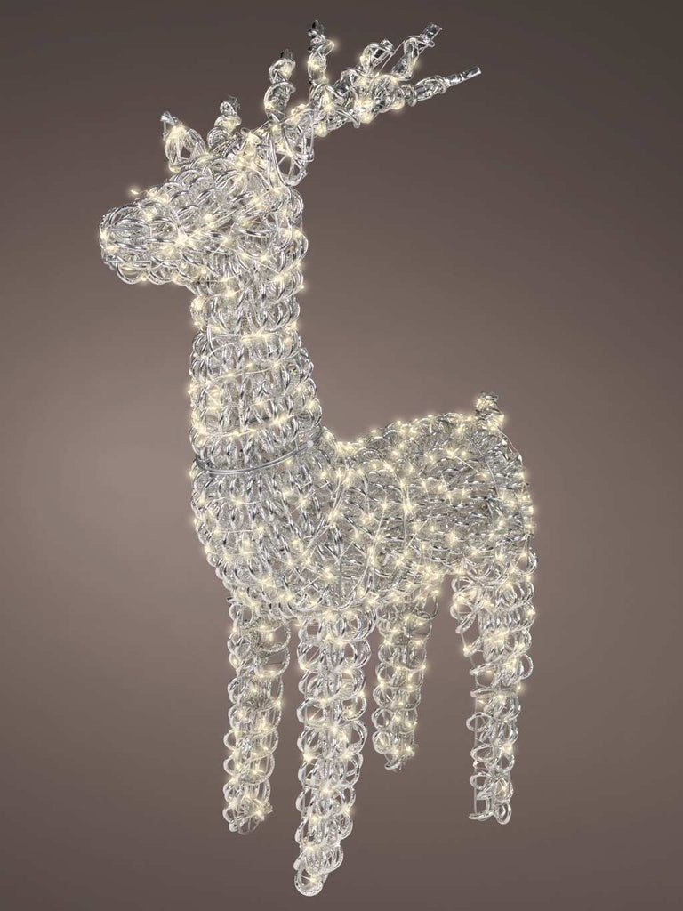104cm Silver Reindeer with Flashing & Static Effect Micro LED - Warm White